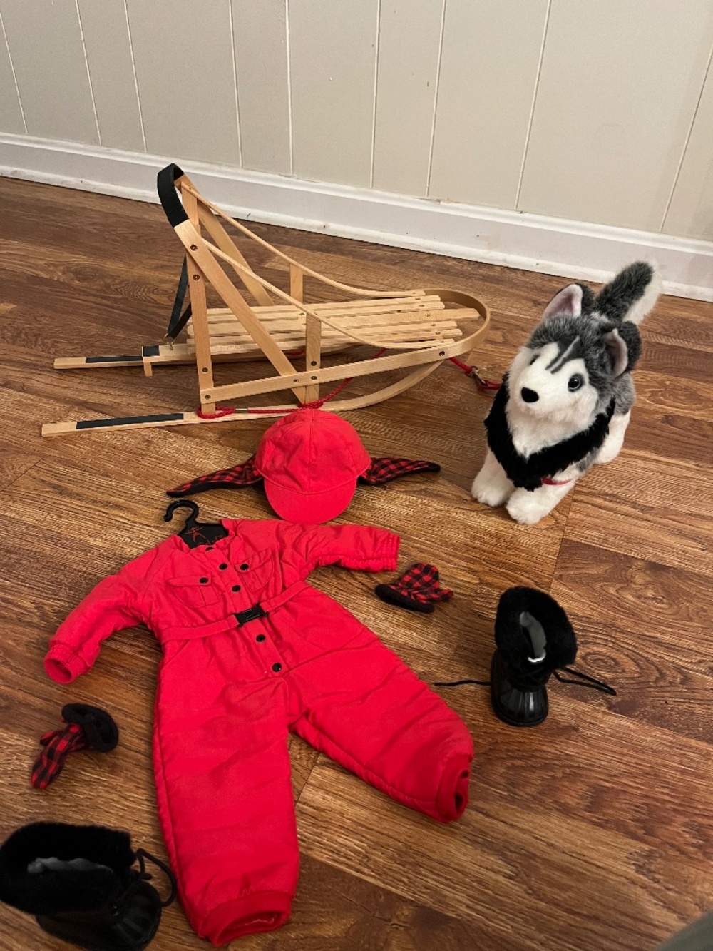 Vintage American Girl & Pleasant Company 1997 Dogsled Outfit, Sled, & Husky